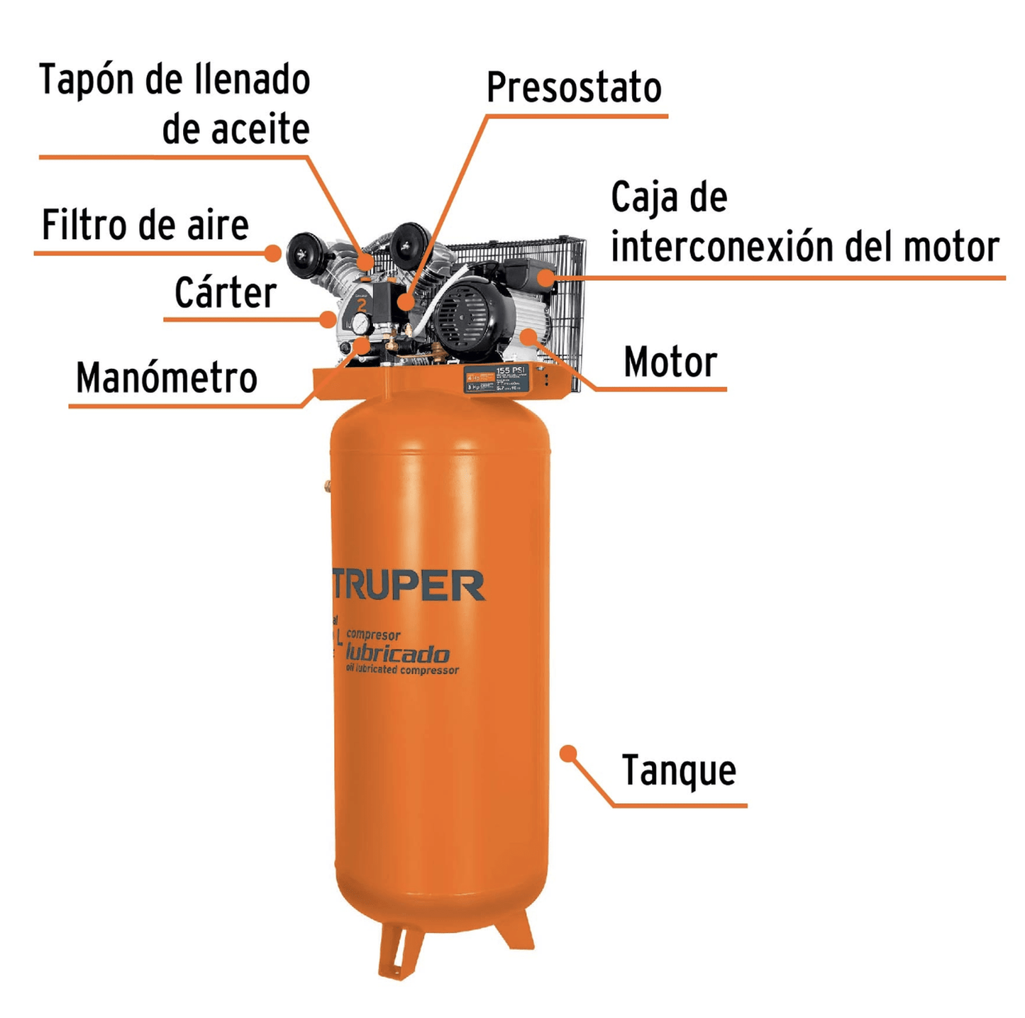 Compresor de aire con banda Truper vertical 240L 4HP 220V - Flash $ales