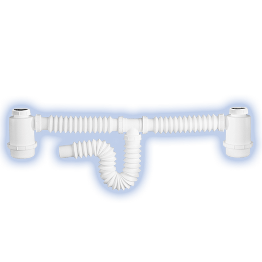 Desagüe Doble Bote 55Cm Tarja Contra Canastas Acero - Flash Sales
