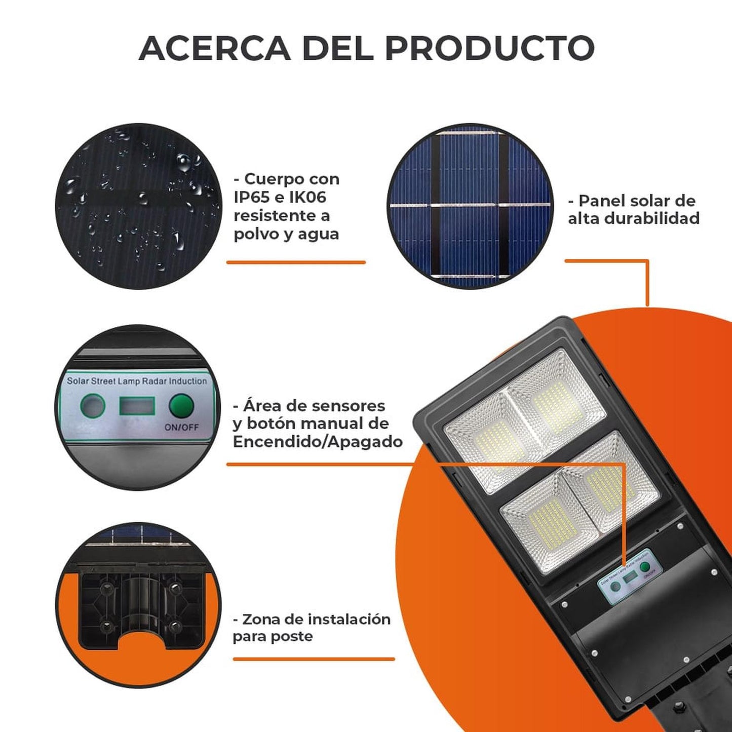 Lámpara Solar LED Tecnolite 40W Luz Día Sensor de Movimiento - Flash $ales