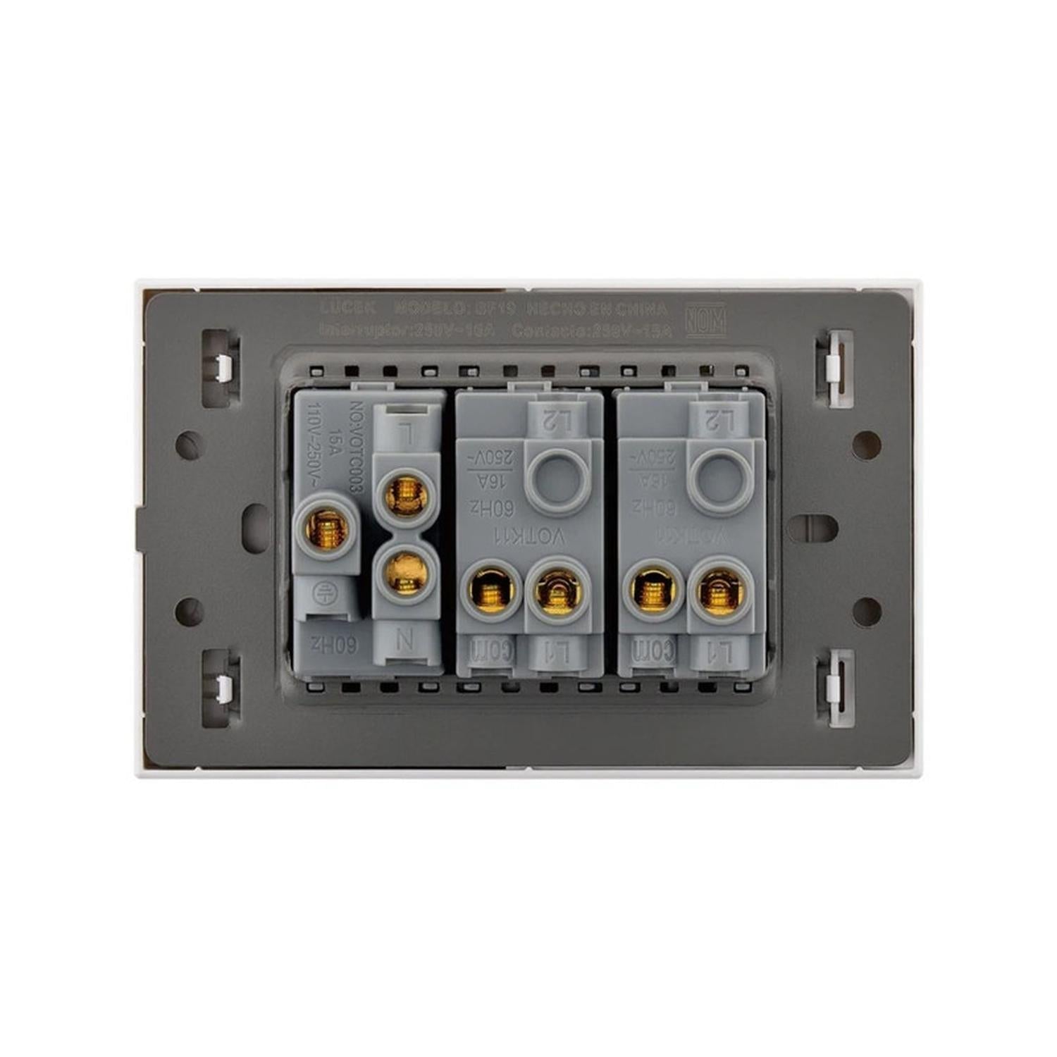 Placa Con 2 Apagadores Sencillos Y 1 Contacto Lucek FlatPack 6 - Flash Sales